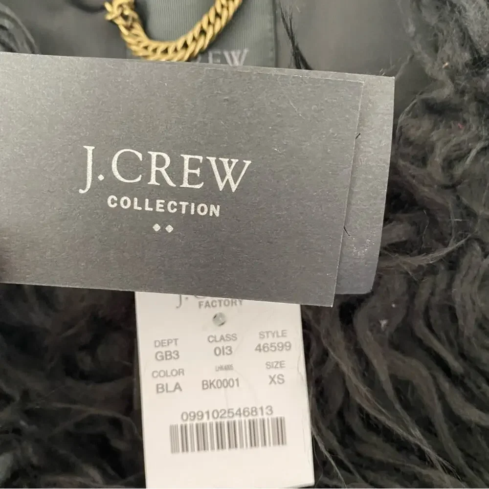 J. Crew Collection NWTS Black Faux Fur Vest size XS